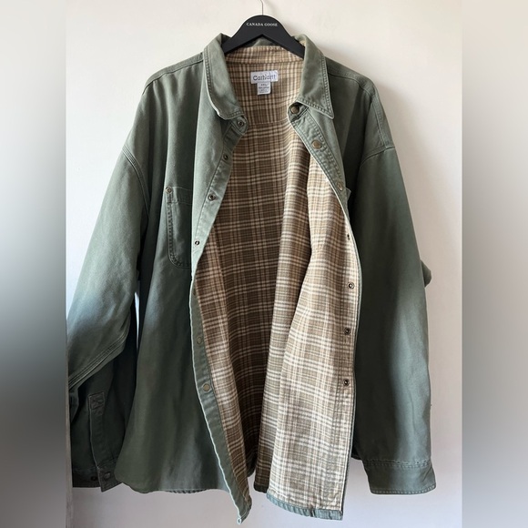 Vintage Carhartt Flannel-Lined Green Shirt Jacket - Picture 10 of 11